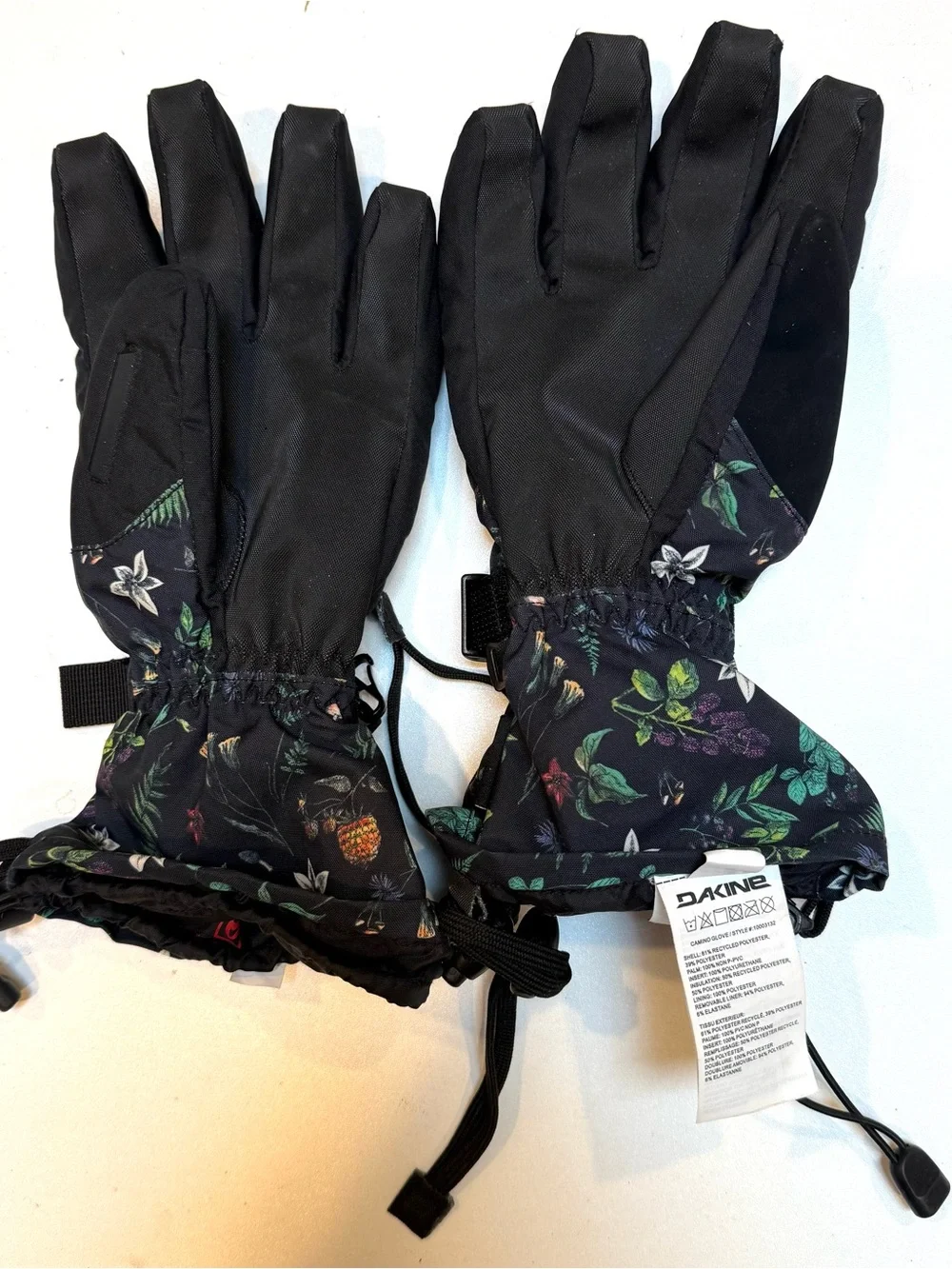 Dakine Black Floral Pattern Ski Gloves